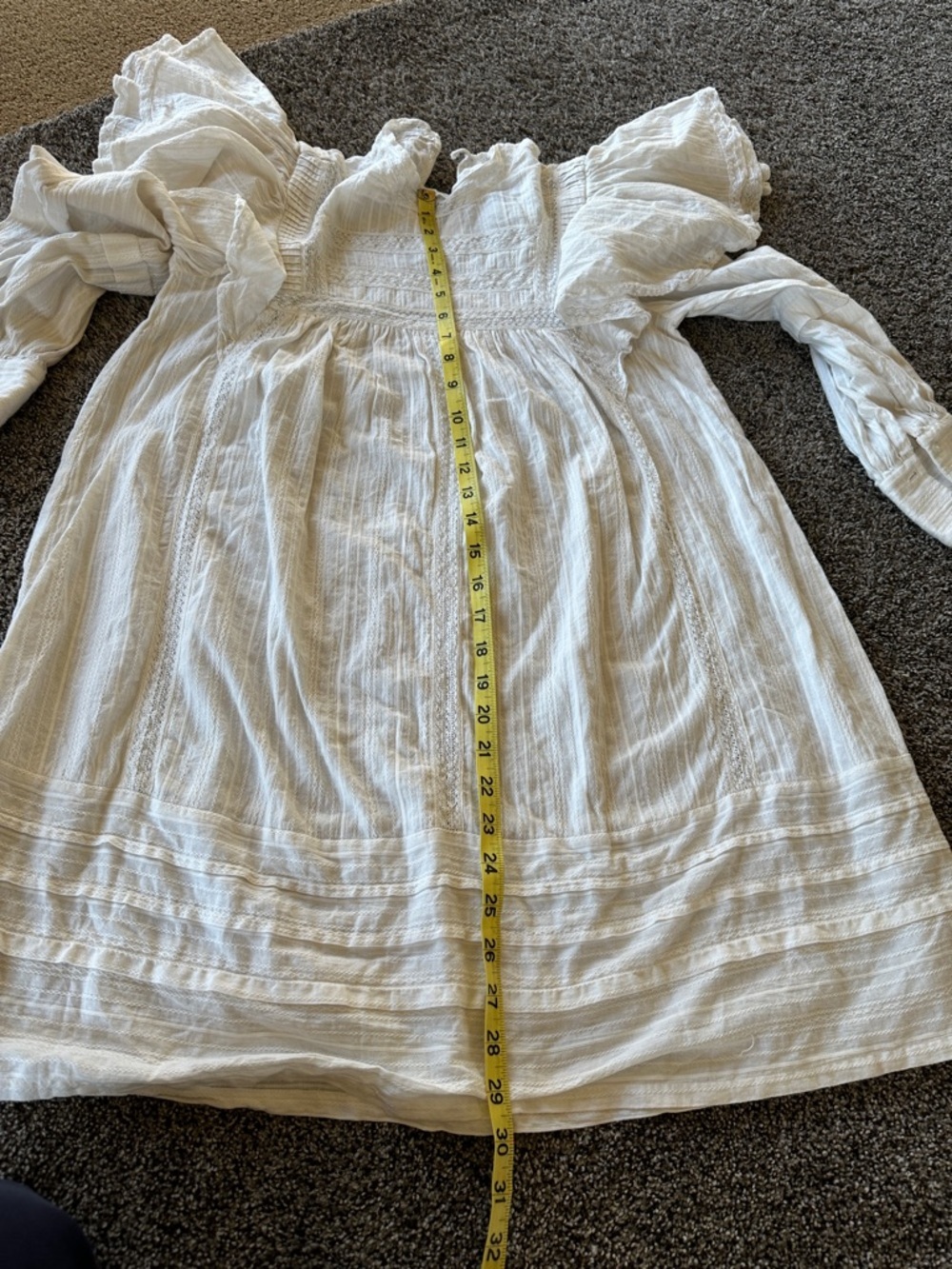 Victorian Edwardian Style White Ruffled Smocked Mini Babydoll Dress - Picture 9 of 9
